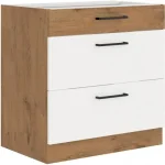 Ajánlat Niki 30. konyha 80 D 3S BB 80x82x52cm fényes fehér/lancelot tölgy (munkalap nélkül)